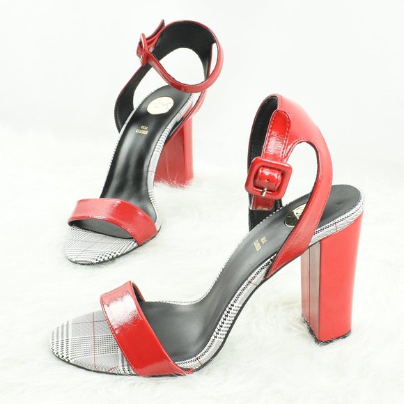 exe Ankle Strap High Heels Red, Black & White Open Toe Size 40 - Picture 2 of 11